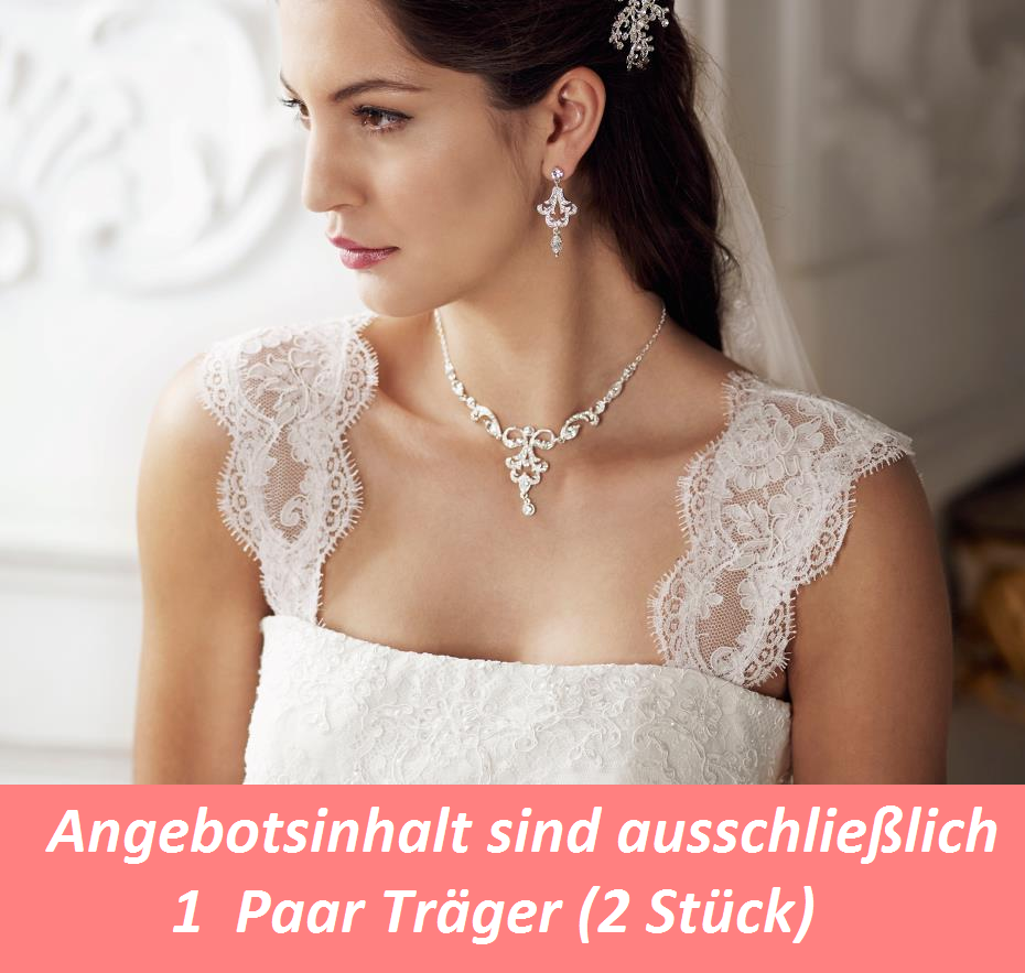 Brautkleid Träger mit Spitze Tüll Wimpernspitze